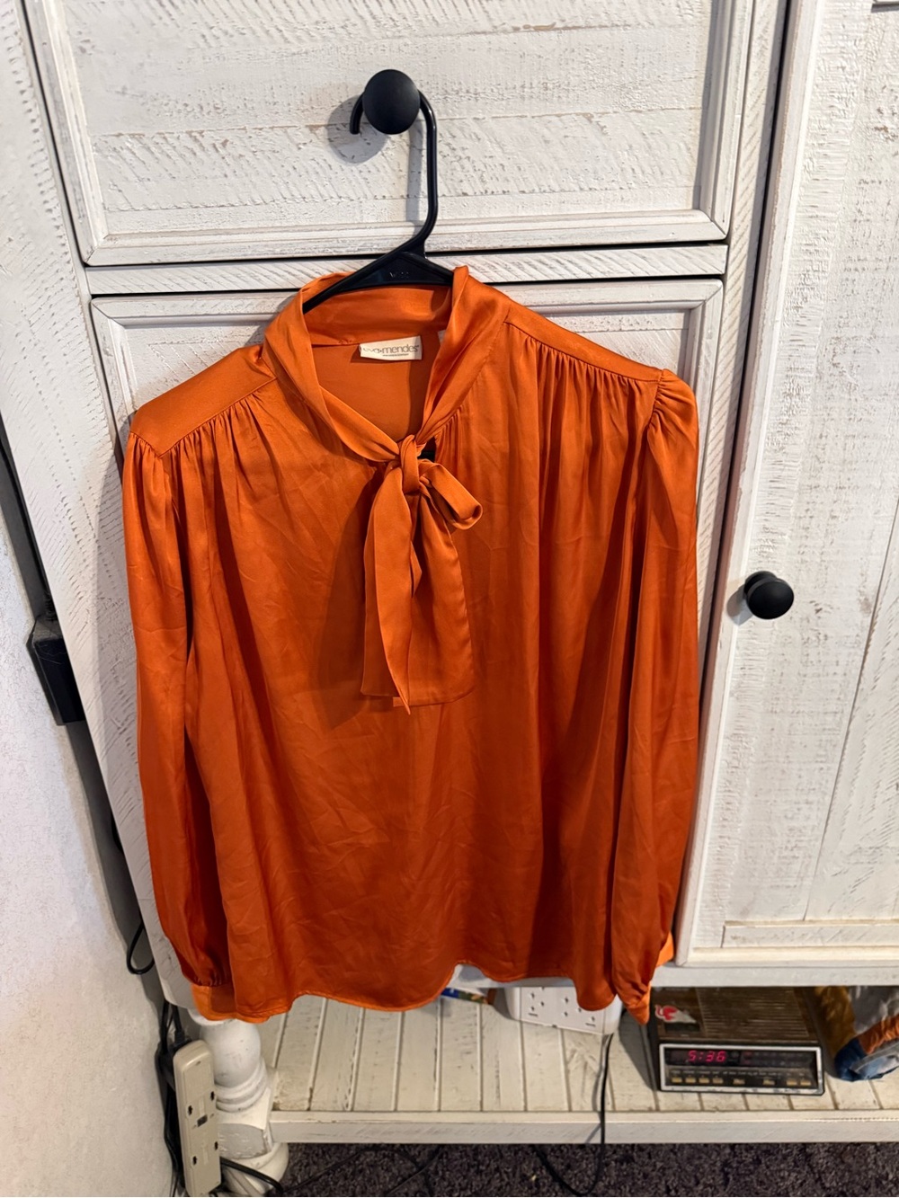 eva mendes for New York & Company Orange Tie-Neck Blouse